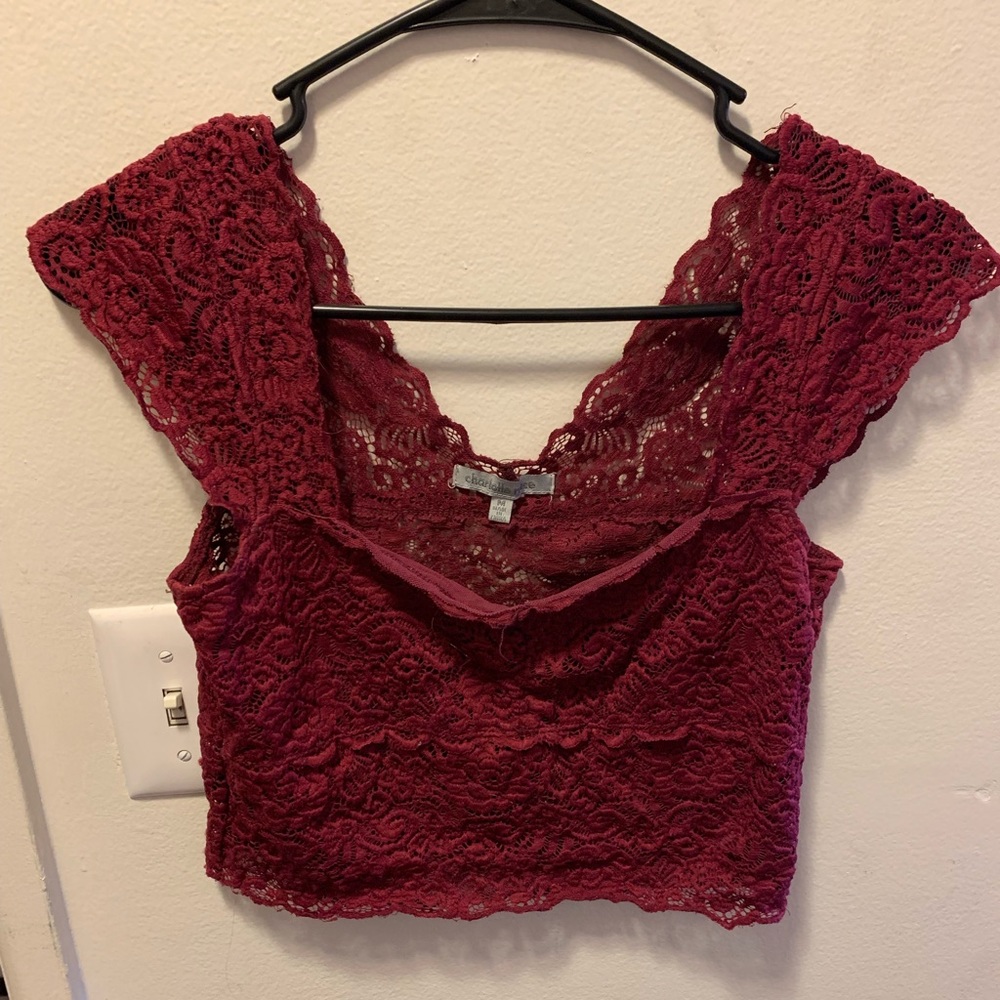 short sleeve red crop top